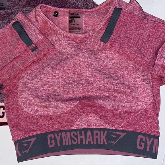 Gymshark Flex Crop top longsleeve.  2 : pink & plumb color. Size small - Picture 2 of 6